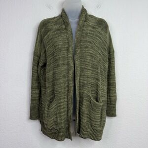 Anthropologie Sweater Womens S Green Knit Open Front Casual Preppy Boho Cardigan